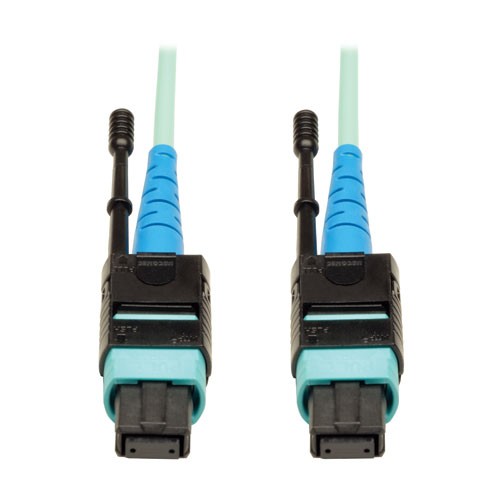 Patch Cable MTP MPO Connectors Push Pull Tab 100GBASE SR10 CXP 24 Fiber Aqua OM3 3M