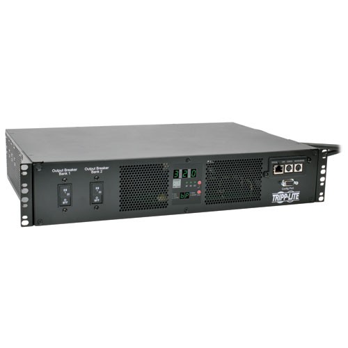 TAA Compliant 7.4kW Single Phase ATS Switched PDU 230V Outlets 16 C13 2 C19 2 IEC309 32A Blue Cords 2U Rack Mount