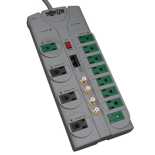 Eco Surge 12 Outlet Home Business Theater Surge Protector 10 ft Cord 3600 Joules Accommodates 8 Transformers