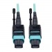 MTP MPO Patch Cable 12 Fiber 40GbE 40GBASE SR4 OM3 Plenum rated Aqua 3M 10 ft